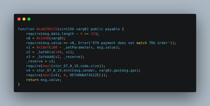 Decompiled 0xa0296215 function